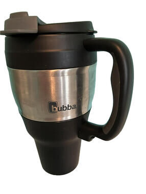 Bubba Keg 34 Oz Travel Mug Insulated With Handle Drink Through Lid Black Silver
